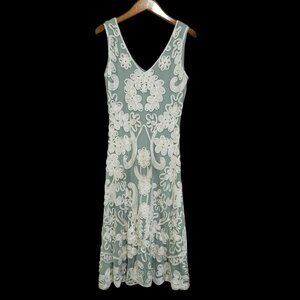Sundance Cameo Dress Womens Small Green White Floral Applique Feminine Fairy